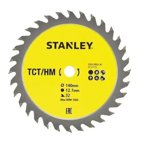 Disc fierastrau circular pentru lemn Stanley STA13005-XJ, 140 mm, 32 dinti (Galben)