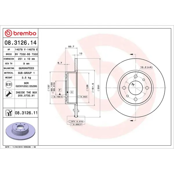Disc frana BREMBO 08.3126.11