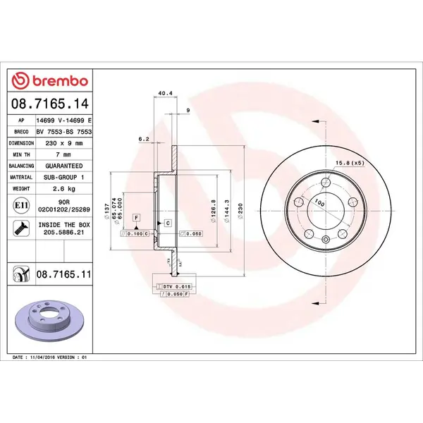 Disc frana BREMBO 08.7165.11