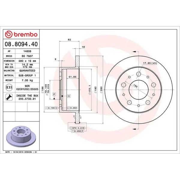 Disc frana BREMBO 08.8094.40
