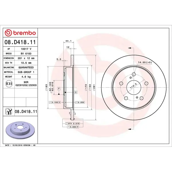 Disc frana BREMBO 08.D418.11