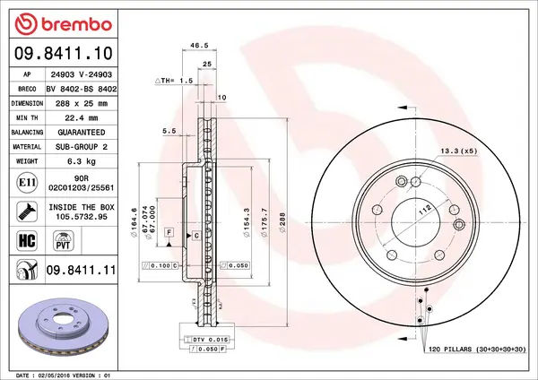 Disc frana BREMBO 09.8411.11