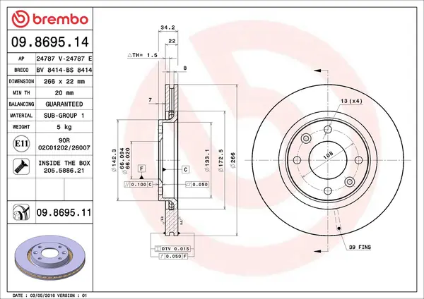 Disc frana BREMBO 09.8695.11