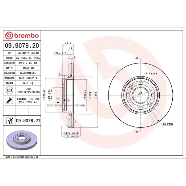 Disc frana BREMBO 09.9078.21
