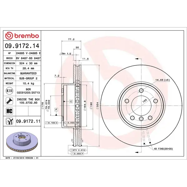 Disc frana BREMBO 09.9172.11