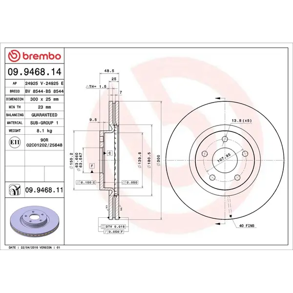 Disc frana BREMBO 09.9468.11