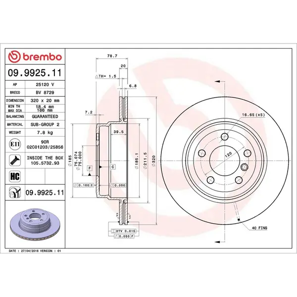 Disc frana BREMBO 09.9925.11