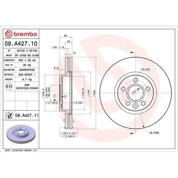 Disc frana BREMBO 09.A427.11