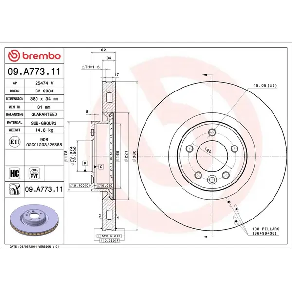 Disc frana BREMBO 09.A773.11
