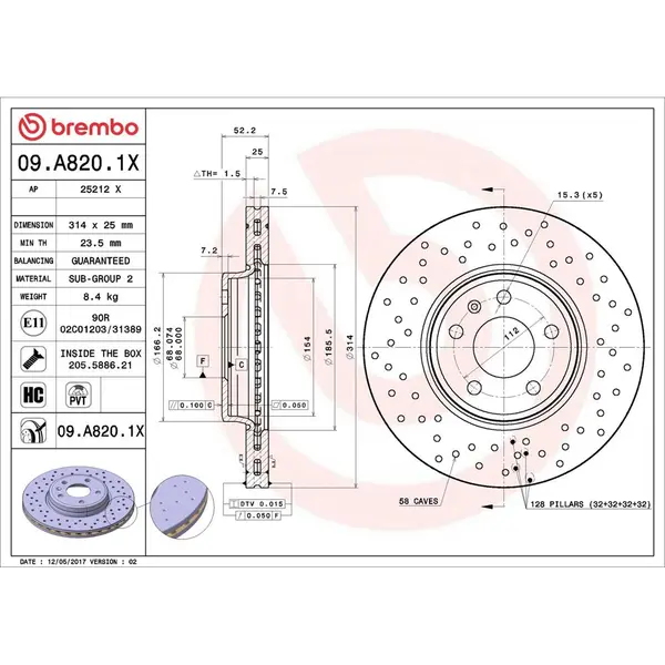 Disc frana BREMBO 09.A820.1X