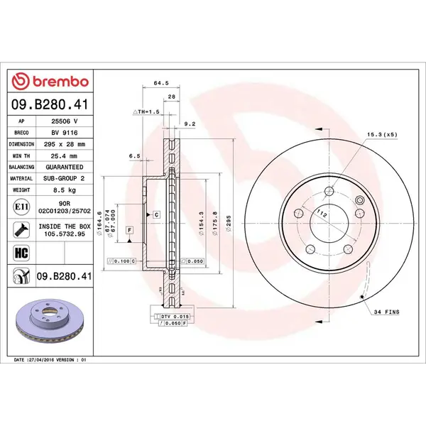 Disc frana BREMBO 09.B280.41
