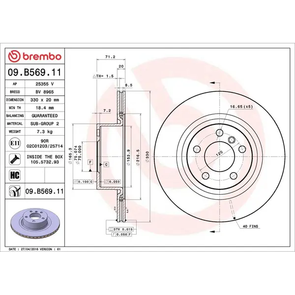 Disc frana BREMBO 09.B569.11
