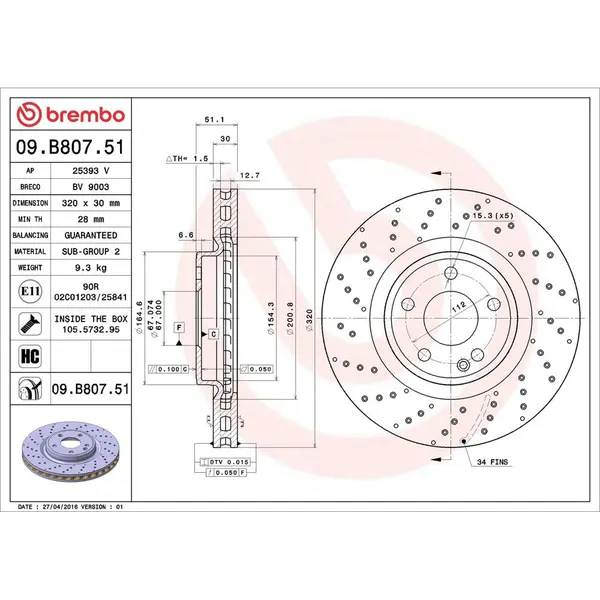 Disc frana BREMBO 09.B807.51