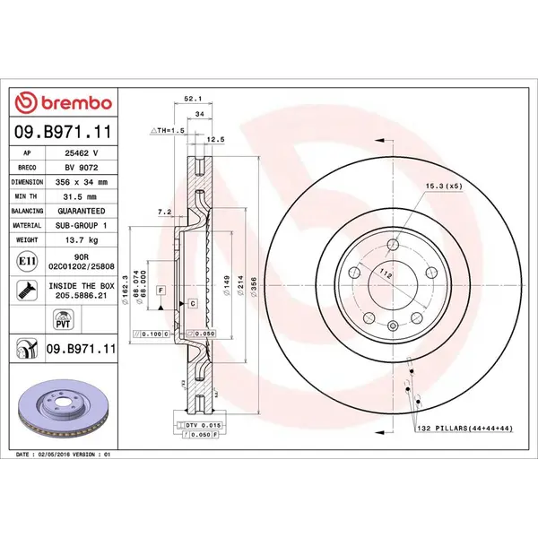 Disc frana BREMBO 09.B971.11