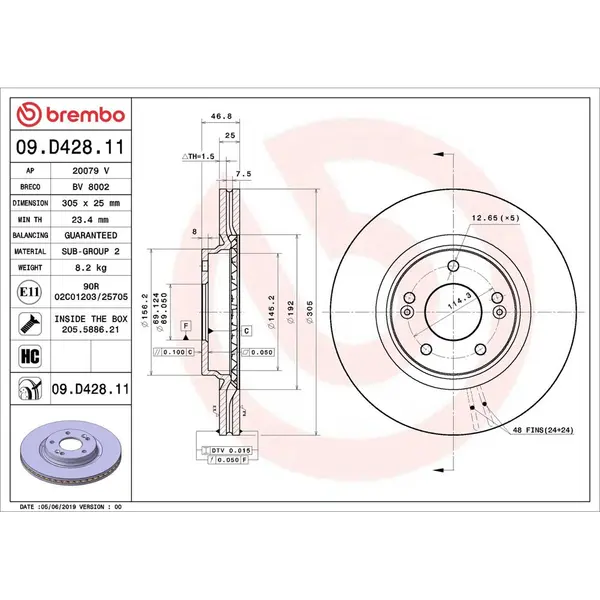 Disc frana BREMBO 09.D428.11