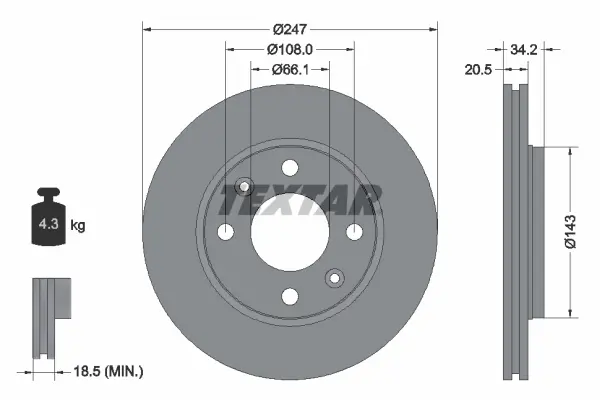 Disc frana TEXTAR 92043103