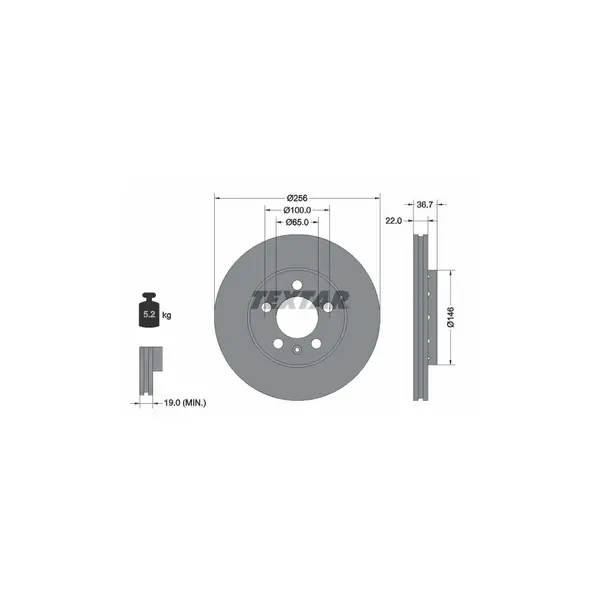 Disc frana TEXTAR 92082205