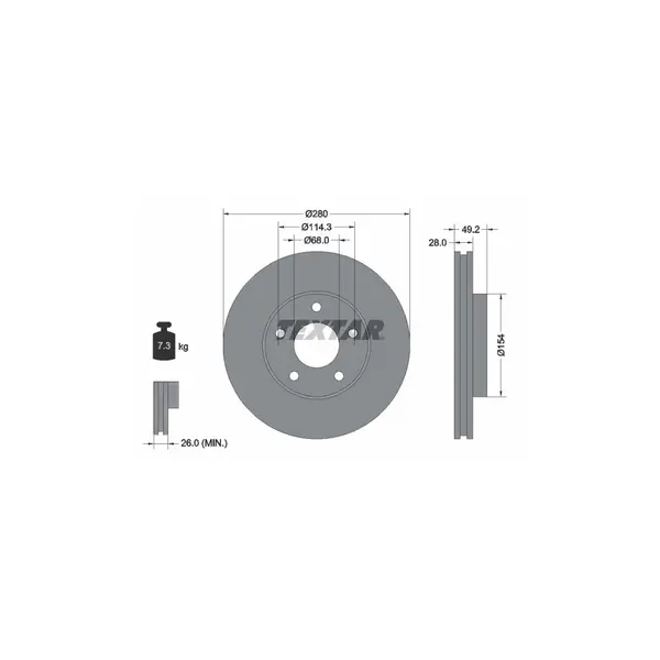 Disc frana TEXTAR 92109403