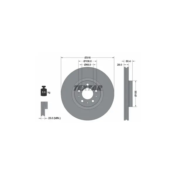 Disc frana TEXTAR 92126603