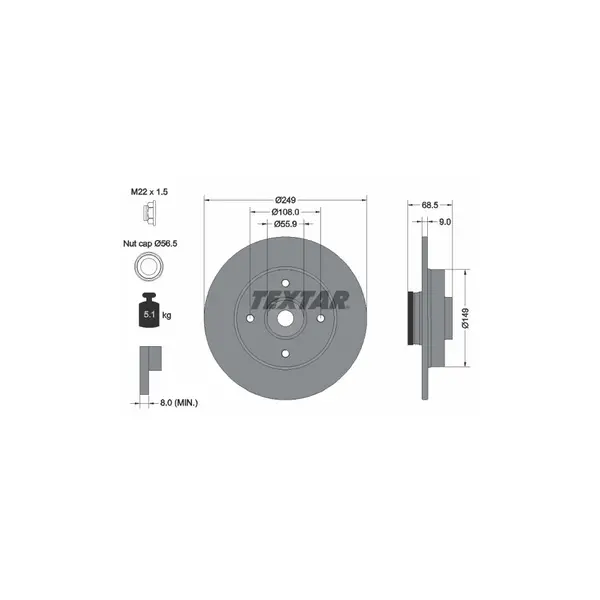 Disc frana TEXTAR 92133303