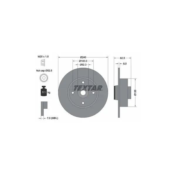 Disc frana TEXTAR 92154403