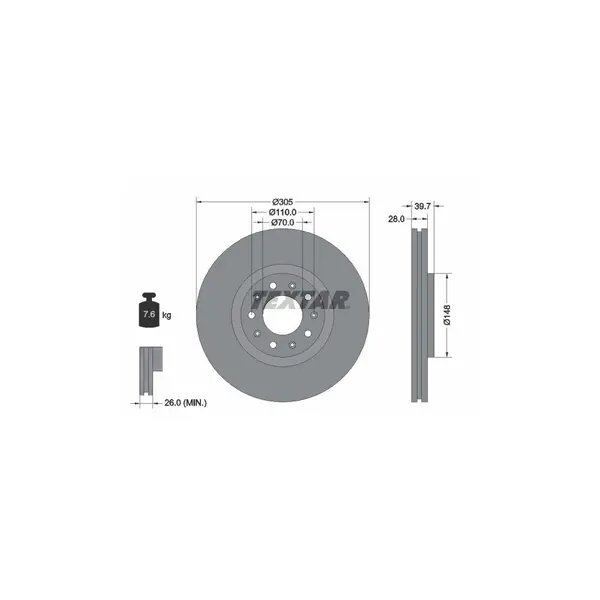 Disc frana TEXTAR 92220803