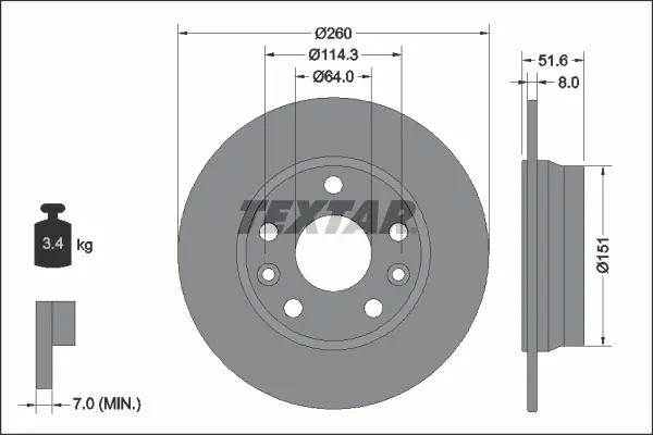 Disc frana TEXTAR 92337703