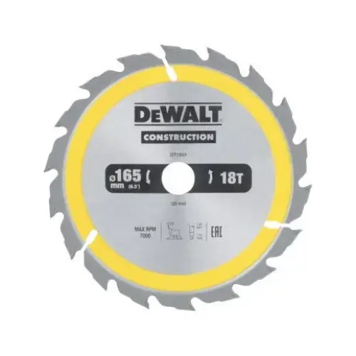 Disc pentru fierastra circular DeWalt DT1933-QZ, Otel, 165 mm, 18 dinti