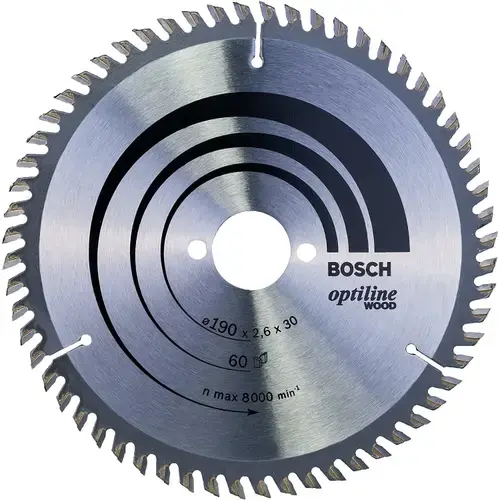 Disc pentru fierastrau circular, Bosch Optiline Wood 190 x 2.6 x 30mm, 60T