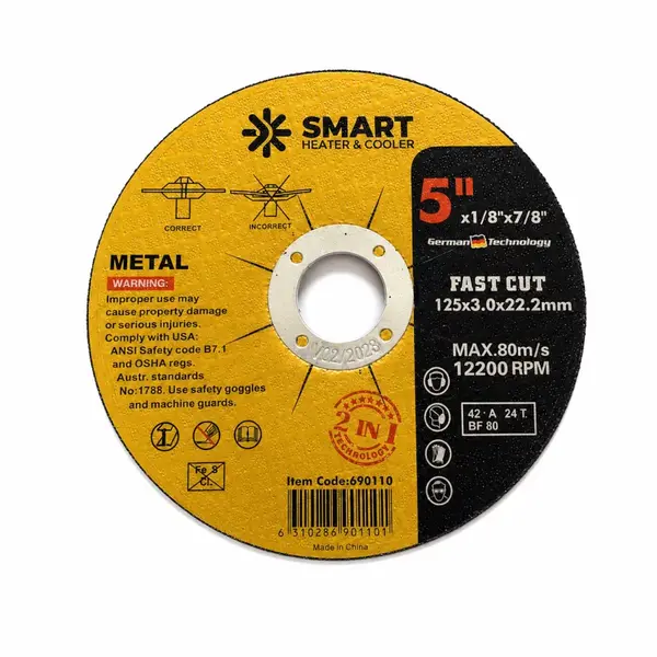 Disc Taiere Inox si Metal T42, 125mm x 3.0mm x 22.23mm &ndash; disc cu centru deprimat
