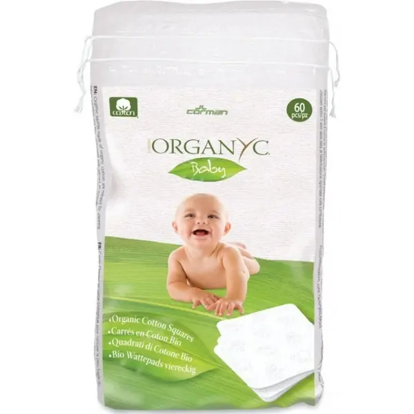 Dischete Patrate Baby din Bumbac Organic, 60 Buc, Organyc