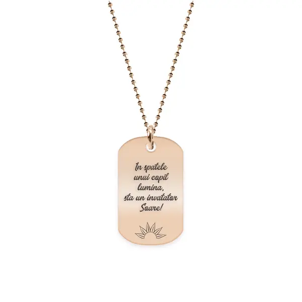 Discipulus - Colier personalizat dog tag invatator din argint 925 placat cu aur roz