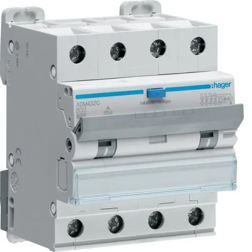 Disjunctor diferential 4P 6kA B-32A 30mA tip A Hager ADM432C