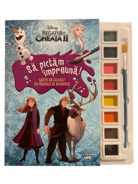 Disney. Regatul de gheață II. Să pictăm împreună! Carte de colorat cu pensulă și acuarele