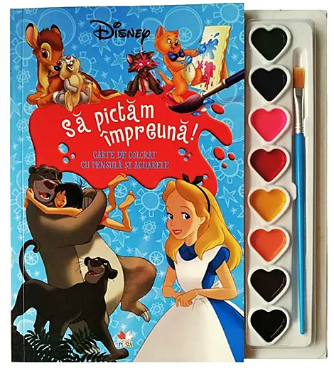 Disney. Sa pictam impreuna! Carte de colorat cu pensula si acuarele |