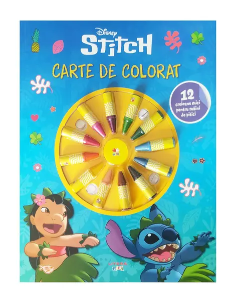 Disney. Stitch. Carte de colorat. 12 creioane mici pentru maini de pitici