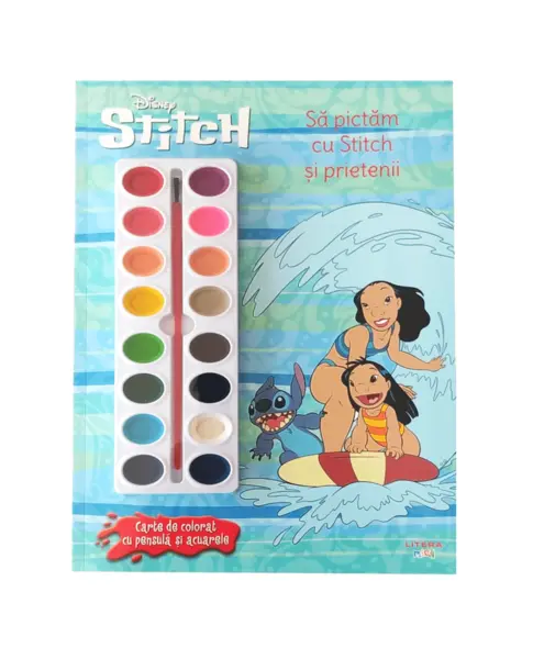 Disney Stitch. Sa pictam cu Stitch si prietenii. Carte de colorat cu pensula si acuarele