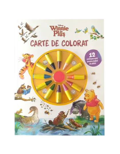 Disney. Winnie de Plus. Carte de colorat. 12 creioane mici pentru maini de pitici