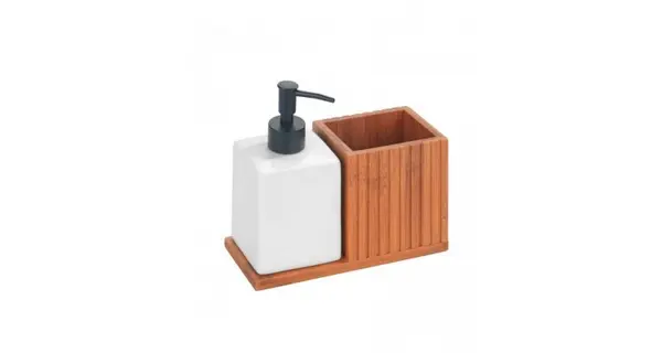 Dispenser detergent lichid de vase cu suport de ustensile din bambus 18,5x8,5x17 cm Wenko Mera 54944100