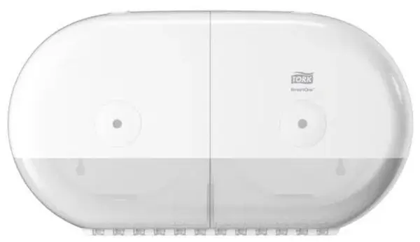 Dispenser pentru hârtie igienică Tork - SmartOne, dublu, T9, 40.6 x 16.4 x 23 cm, alb