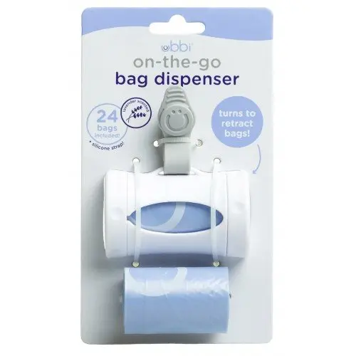 Dispenser portabil pentru pungute scutece Ubbi On The Go alb
