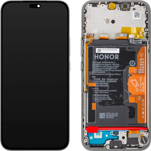 Display cu Touchscreen Honor 400 Lite, cu Rama si Acumulator, Gri (Velvet Grey), Service Pack 0235ANTA