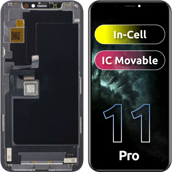 Display cu Touchscreen JK pentru Apple iPhone 11 Pro, cu Rama, Versiune LCD In-Cell IC Movable, Negru
