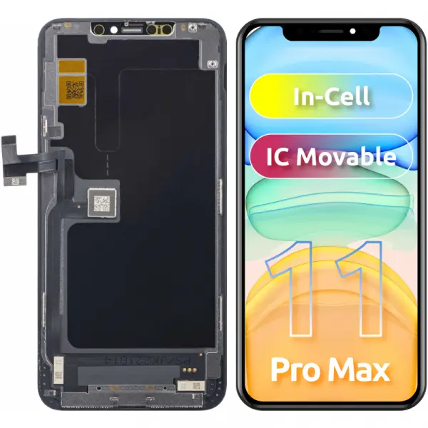 Display cu Touchscreen JK pentru Apple iPhone 11 Pro Max, cu Rama, Versiune LCD In-Cell IC Movable, Negru
