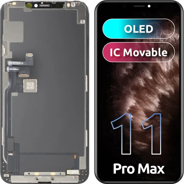 Display cu Touchscreen MP compatibil cu Apple iPhone 11 Pro Max, cu Rama, Versiune OLED FHD IC Movable, Negru