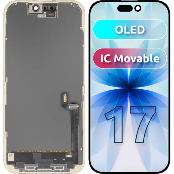 Display cu Touchscreen MP compatibil cu Apple iPhone 17, cu Rama, Versiune OLED FHD IC Movable, Negru