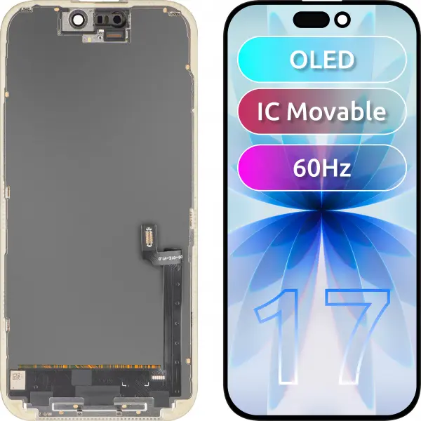 Display cu Touchscreen MP compatibil cu Apple iPhone 17, cu Rama, Versiune OLED FHD IC Movable, Negru