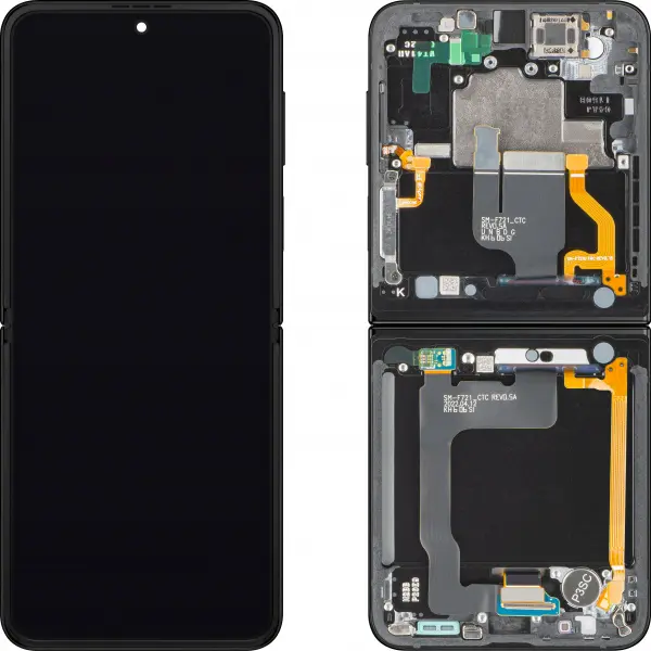 Display cu Touchscreen Samsung Galaxy Z Flip4 F721, cu Rama, Sub Inner, Negru, Service Pack GH82-29440E