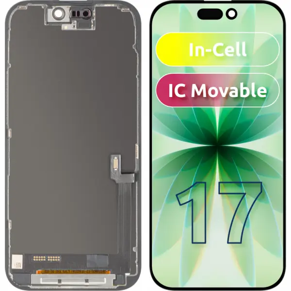 Display cu Touchscreen ZY pentru Apple iPhone 17, cu Rama, Versiune LCD In-Cell IC Movable, Negru