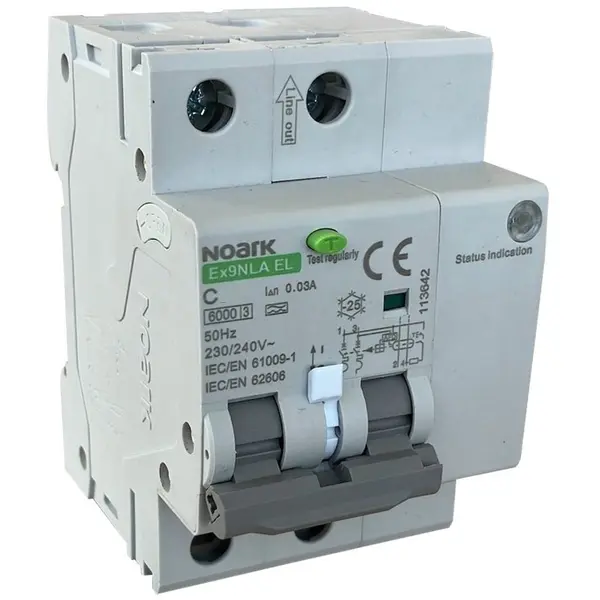 Dispozitiv de detectare a defectelor de arc electric AFDD+RCBO, 2P, 25A, 30mA, curba B, tip A, 6kA 113634